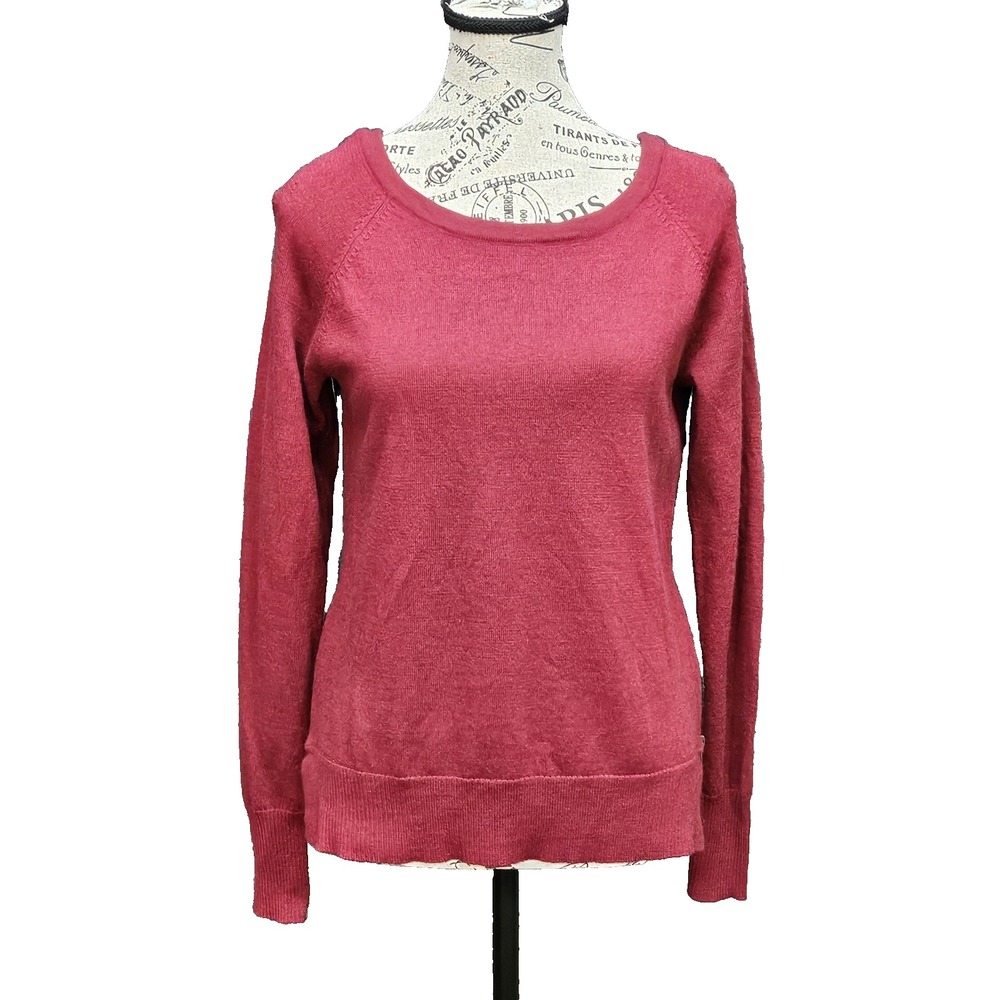 Tahari Sweater Womens M Red Side Zip 100% Merino Wool 2 Toned‎ Raglen Valentines